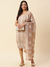 Printed Chanderi Unstitched Suit Piece With Dupatta